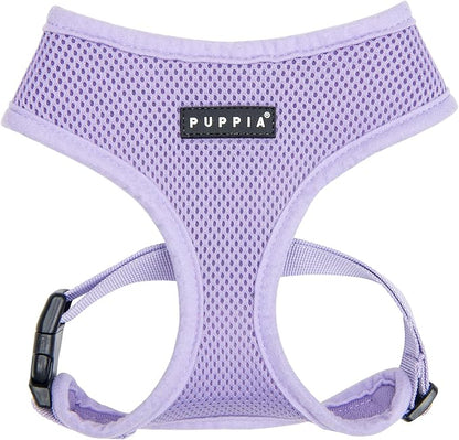 Puppia Soft Dog Harness No Choke Over-The-Head Triple Layered Breathable Mesh Adjustable Chest Belt and Quick-Release Buckle, Violet, Large