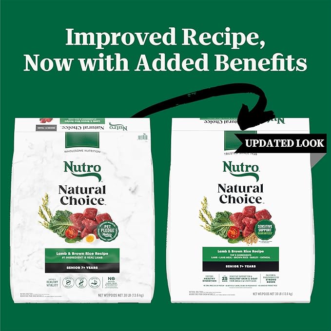 Nutro Natural Choice Senior Dog Food Dry Recipe, Lamb and Brown Rice Recipe, Dry Dog Food, 30 lb. Bag