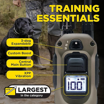 Dogtra 1900X 2-Dogs E-Collar with Remote [New Edition] 35 lbs+, 3/4 Mile Range, LED Light, 100 Levels Control for Stubborn Dogs, Waterproof, Boost for Quick Recall, Vibration, Safety Lock & Tone