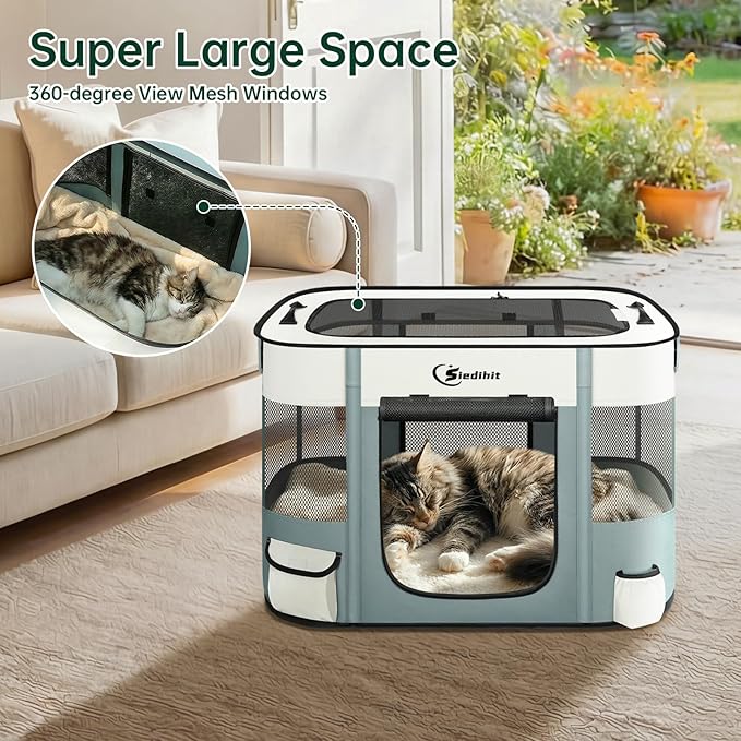 Dog Playpen,Cat Pet Puppy Pen,Portable Playpens for Dogs Indoor Outdoor Travel Camping Use,Foldable Dog Kennel Tent Crate for Rabbit Small Animals with Carrying Case (Grey, Small)