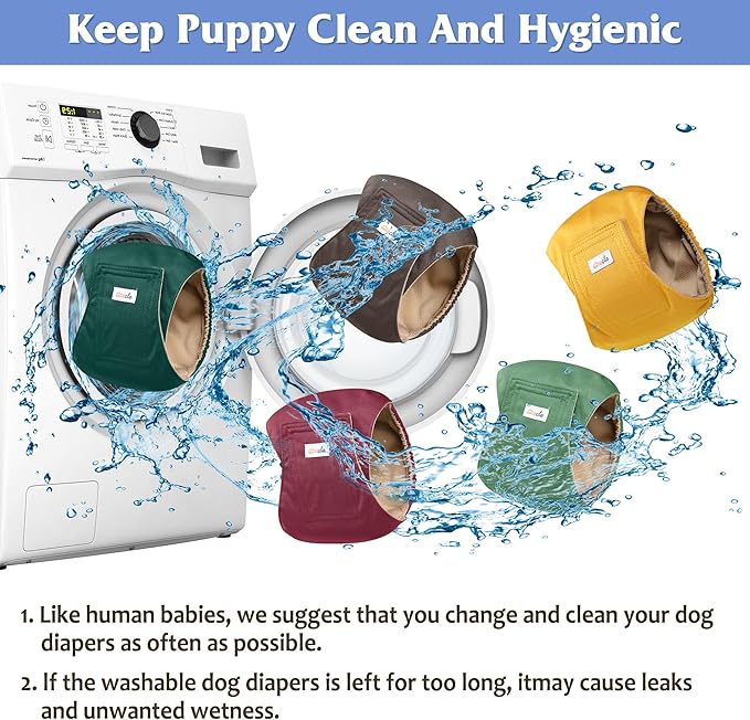 5 Pack Dog Diapers Male Reusable, Premium Belly Bands for Dogs, High Absorbing Male Dog Pee Wraps for Doggie in Incontinence or Excitable Urination Red XS