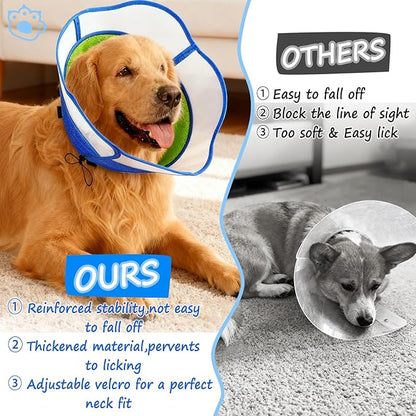 Dog Cone,Agemin Recovery Collar Cone Medium(Neck:11.8-13.4in),Thickened Farbic Soft and Comfortable Anti-Licking,Suitable for Dog Wound Care,Postoperative Use