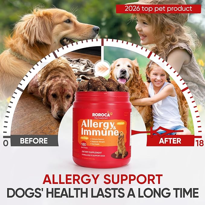 Dog Allergy Chews, Allergy Relief & Itch Relief for Dogs,Probiotics for Dogs,Seasonal Allergy Relief Immune Support,Itchy Skin and Itchy Ear(Premium Pack)