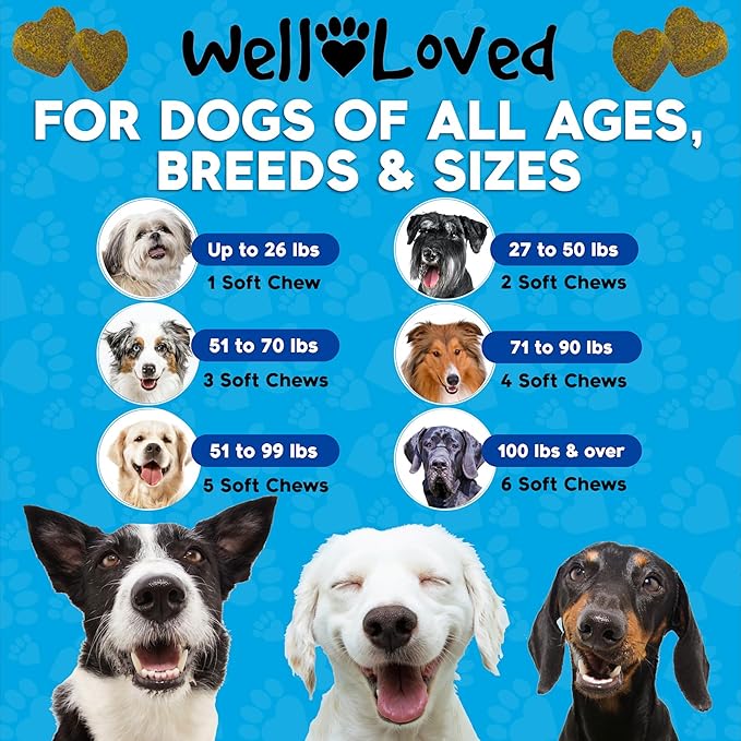 Well Loved Calming Chews for Dogs - Dog Calm Treats, Made in USA, Vet Recommended, Behavior Support with Melatonin & Hemp, Stress, Separation, Fireworks, Travel, Extra Strength