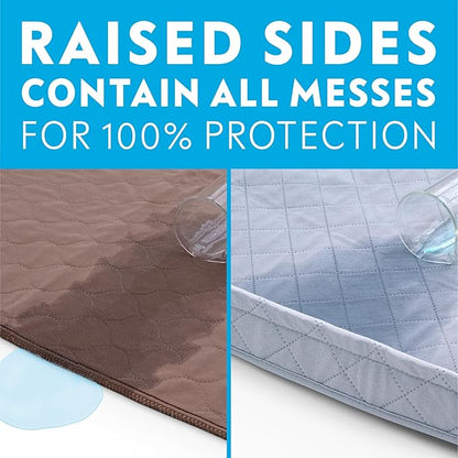 Paw Inspired Critter Box Dog Pad, Large Reusable Puppy Pad for Potty Training, Whelping, or Litter Box Mat, Washable Pee Pad with Soft Raised Sides to Prevent Leaks, 32x32 Inch