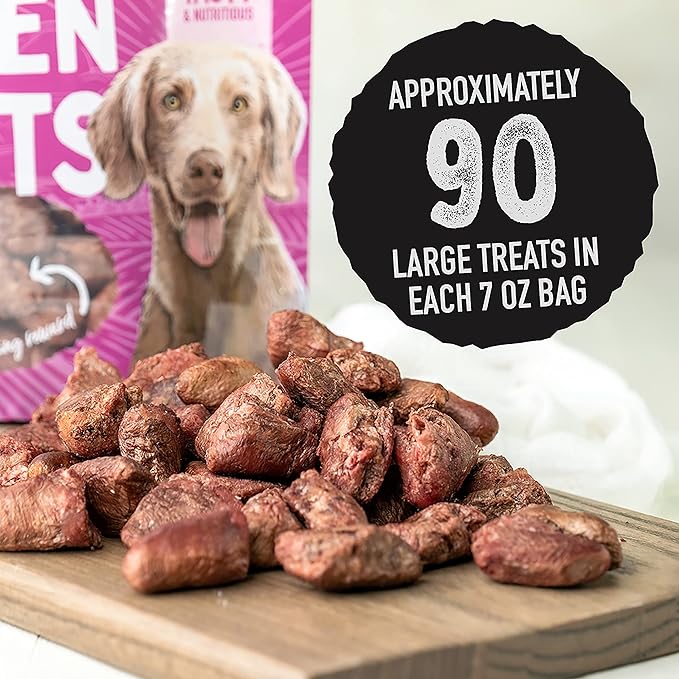 Dr. Harvey's Freeze-Dried Chicken Hearts - Training Dog Treats, Single Ingredient, All-Natural USA Sourced Protein, Allergen-Free - 7 Ounces (Pack of 3)