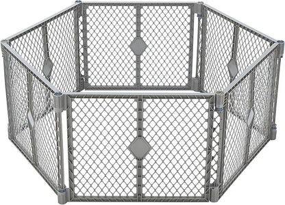MyPet Petyard: 5.5 Ft. Wide Customizable Folding Dog Playpen Indoor/Outdoor. Made in USA. 6-Panel Puppy Playpen. Freestanding Play Pen Dog Gate 26" Tall, Fieldstone