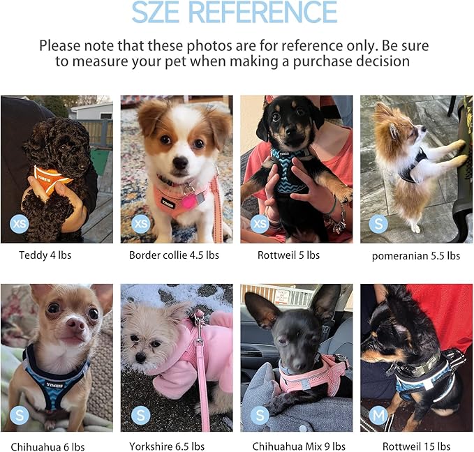 Dog Harness for Small Dogs and Leash Set, Honeycomb Grid, Reflective Lightweight Harness & Anti-Twist Pet Lead Multi Color, Size: XS-S-M. (S, Aqua Blue)