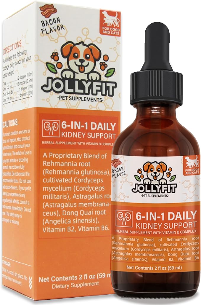 6-in-1 Kidney Support for Cats & Dogs – Promotes Healthy Kidney Function, Energy Levels & Fluid Balance – Veterinarian Formulated Herbal Supplement with Vitamin B2 & B6 – 2 fl oz (59 ml)