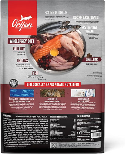 ORIJEN Grain Free High Protein Dry Dog Food Small Breed Recipe 4lb Bag