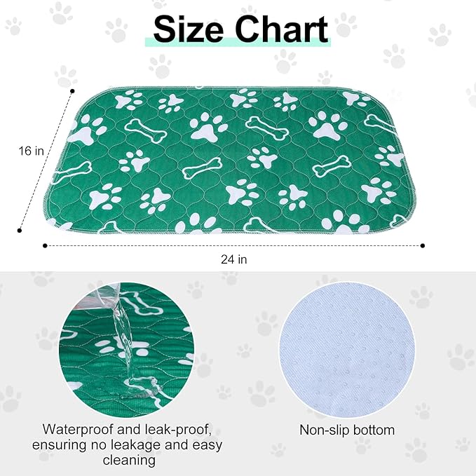 BEAUTYZOO 6 Pack Washable Pee Pads for Dogs, Reusable Puppy Pads for Potty Training, Waterproof Super Absorbent Whelping Pads, Mats Non Slip Against Urine for Small Medium Dogs Cats, 16" x 24"