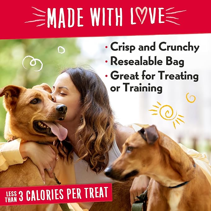 Charlee Bear Crunch Grain Free Dog Treats, Chicken, Pumpkin and Apple, 2 Ounce Resealable Bag, Low Calorie Training Treats for Dogs, Limited Ingredient, Healthy, Crunchy Dog Snacks, Made in USA