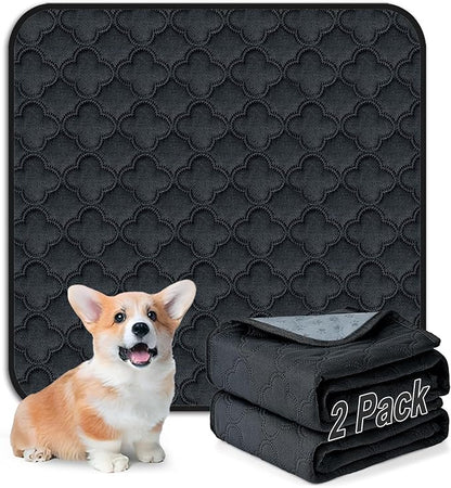 FunFurry Washable Pee Pads for Dogs - 2 Pack Reusable Pee Pads，Waterproof Puppy Pads，Pet Training Pads，Super Absorbent with Dog Paw Shape Non-Slip Backing (Dark Grey, 24" X 24" - 2 Pack)