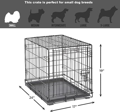 Midwest Homes for Pets 24-Inch New World Crate for Small Breeds, 12-20 lbs, Single Door Folding Dog Crate, Leak-Proof Tray & Secure Latch, Portable, Durable & Easy to Assemble
