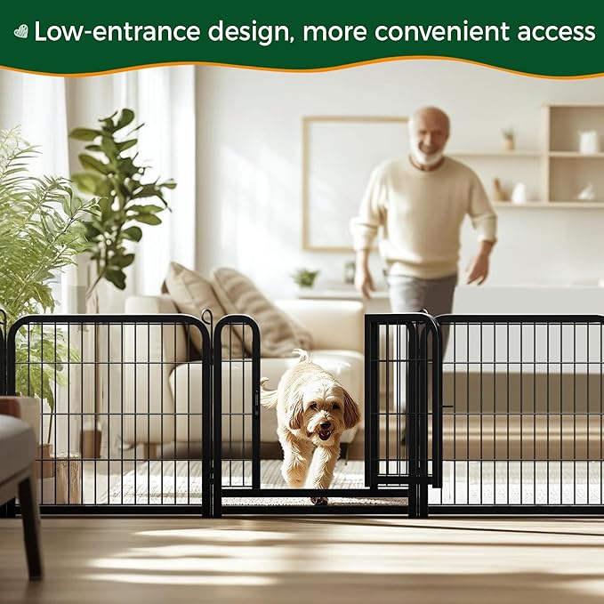 Yaheetech Dog Playpen Outdoor, 24 inch 8 Panels Dog Pen Indoor Heavy Duty Puppy Exercise Pen Metal Pet Fence for RV Camping/Yard/Garden