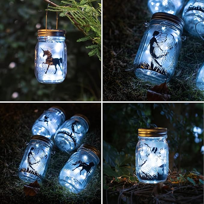 YJFWAL Mason Jar Solar Lights, 12 Pack 30 LED Mason Jar Solar Fairy Lights(No Jars), Firefly Lid Light with Hangers for Garden,Patio,Yard,Party,Birthday,Wedding, Christmas Decoration