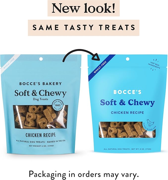 Bocce's Bakery Oven Baked Chicken Recipe Treats for Dogs, Wheat-Free Everyday Dog Treats, Made with Real Ingredients, Baked in The USA, Natural Soft & Chewy Cookies, Chicken, 6 oz