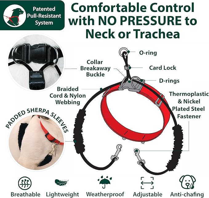 Sporn Original Dog Halter, No Pull Dog Harness, Durable Nylon Collar with Padded Restraint Sleeves for Extra Large Breeds, No Choke Design, Adjustable Fit, Easy On/Off, Blue, X-Large