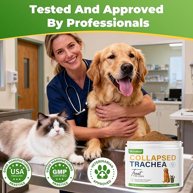 Dog Cough Powder–Relieves Cough, wheezing, tracheal Collapse, and Throat Irritation–Respiratory Health–Immune Support for Dogs in Kennel or Seasonal Challenges–All-Natural Herbal + Vitamin Blend–90g