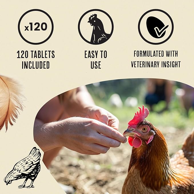 Roosty's Naturals De-Wormer for Chickens | 120 Count | All-Natural Formula | US-Made Chicken Wormer, Poultry De-Wormer |