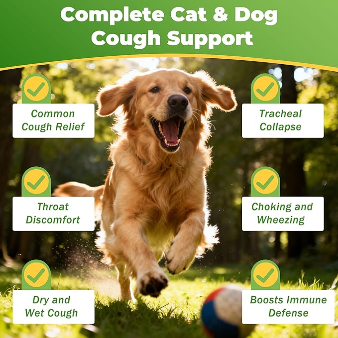 Dog Cough Powder–Relieves Cough, wheezing, tracheal Collapse, and Throat Irritation–Respiratory Health–Immune Support for Dogs in Kennel or Seasonal Challenges–All-Natural Herbal + Vitamin Blend–90g