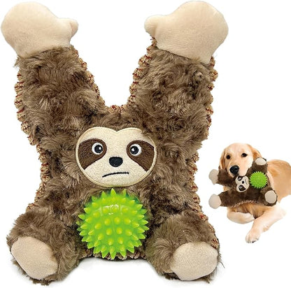 Grey Brown Sloth Plush Spiky Squeaky Dog Toy for Chewers Puppy Teething Chew Toy Cute Soft Funny Durable Stuffed Animal Interactive Tough Dog Toy for Small Medium Large Dogs Toy Gift 22cm/8.66in