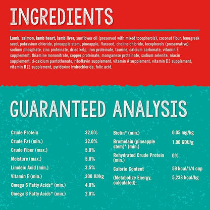 Stella & Chewy's Freeze-Dried Raw Dog Food for Skin & Coat - Grass-Fed Lamb & Wild-Caught Salmon - Natural Solution for Itchy Skin, Dull Coat & Shedding - Premium Raw Nutrition - 13oz