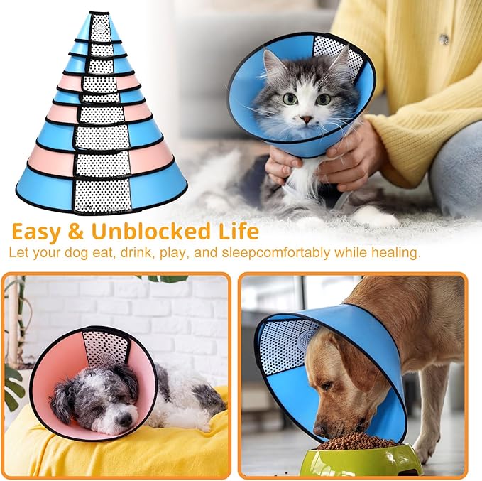 Paterr 9 Pcs Soft Dog Cone Collar Adjustable Protective for Pet Flexible Plastic Cone for Dog After Surgery Recovery E Collar for Wound Healing Small Medium Large(Colorful)