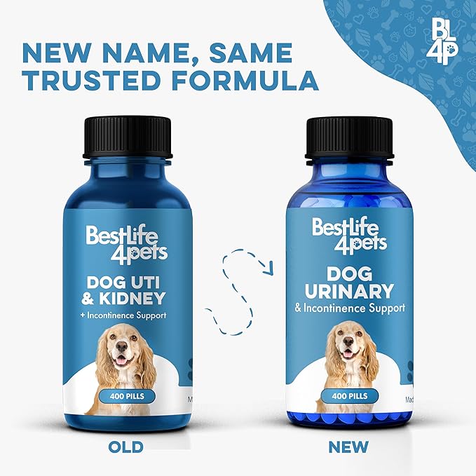 Dog UTI Treatment & Kidney Health Formula – Natural Dog Urinary Tract Supplements to Manage Urine Frequency & Leaks – Bladder Control Support for Urinary Incontinence & Renal Health – 400 Tiny Pills