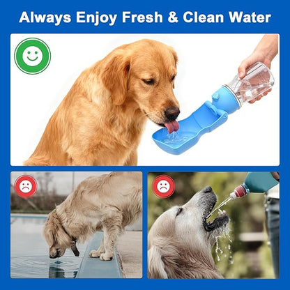 Dog Water Bottle, Portable Leak-Proof Water Dispenser with Drinking Bowl for Dogs and Cats, Travel Puppy Fountain Pet Water Bottle for Hiking Walking Outdoor(A012B-blue)