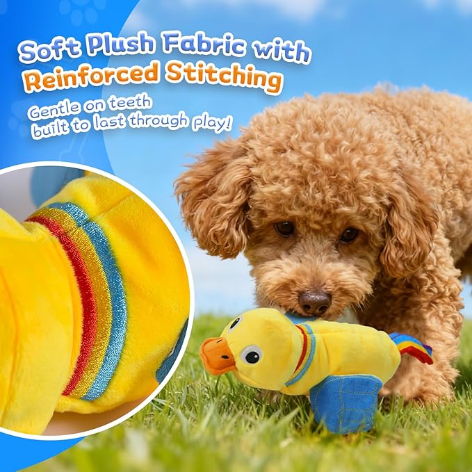 lilfrd Squeaky Dog Toys, Duck Plush Toy with Crinkle & Squeaker - Puppy Toys to Keep Them Busy, Interactive Chew for Small Medium Dogs
