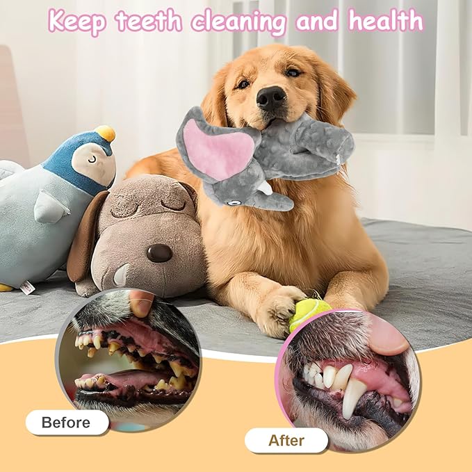 Letsmeet Plush Large Dog Toys with Squeaker and Crinkle Paper, Interactive Puppy Chew and Teeth Cleaning Toy, Pet Toys for Small, Medium and Large Dogs