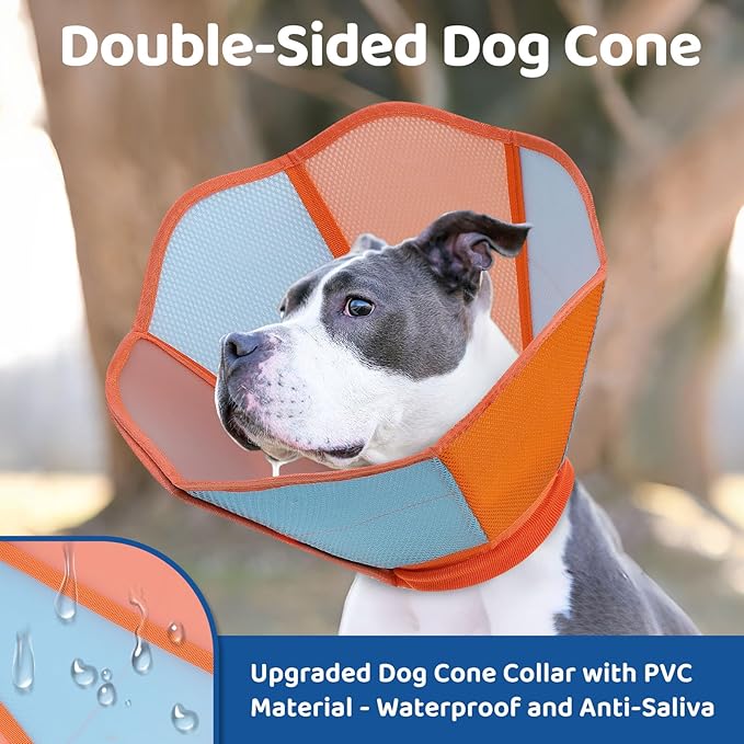 Cone for Dogs, Soft Dog Cone for Medium Large Dogs, Dog Cones Collar After Surgery to Stop Licking, Adjustable Pet Cones Alternative with Double-Layer Design, Orange L