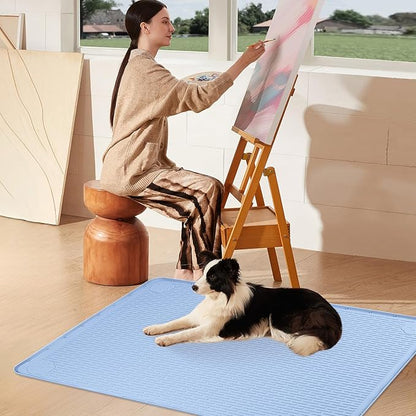Pee Pads for Dogs, 34" x 22" Extra Large Reusable Silicone Mat, Washable Puppy Training Pads for Potty Training, Non-Slip, Leak-Proof, Indoor Floor Protection (Blue)