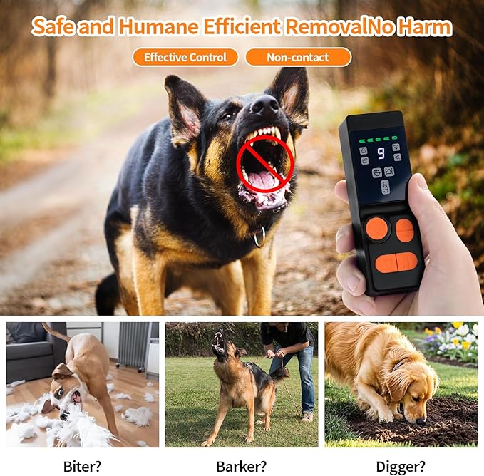 Dog Bark Deterrent Device, 4X Ultrasonic Dog Repeller with Powerful Flashlight, Human & Pet Safe, Effective Training & Deterrent Aid for Indoor/Outdoor Use