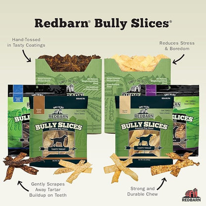 Redbarn Pet Products All-Natural Rawhide Bully Slices - Peanut Butter Flavor - Premium Grain-Free Beef Hide Treats High Protein Low Fat for Chewers - 9 oz Bag