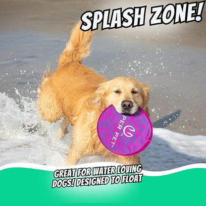 Hyper Pet Flippy Flopper 9" Flying Disc Soft Dog Toy, Floats in Water & Safe on Teeth, Pack of 1, Purple Swirl Design