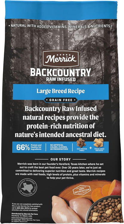 Merrick Backcountry Grain Free Dry Adult Dog Food, Kibble With Freeze Dried Raw Pieces, Large Breed Recipe - 20.0 lb. Bag