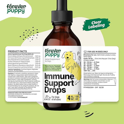 Forever Puppy Immune Drops for Dogs - Echinacea & Mullein Leaf Extract - Liquid Immune Support Supplement for Dogs of All Breeds & Sizes - 4 fl oz