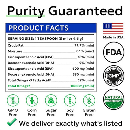 Bark&Spark Fish Oil for Dogs - Natural Omega-3 - Skin & Coat Support - Liquid Food Supplement for Pets - Natural EPA + DHA Fatty Acids for Joint Function, Immune & Heart Health 8oz - Salmon