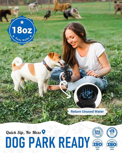 lesotc Dog Water Bottle, Portable Water Dispenser with Travel Water Bowl, Leak Proof Pet Travel Squeeze Bottle, Puppy Essentials Dog Stuff Accessories for Outdoor Walking, Hiking, Camping