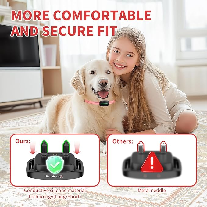 Dog Training Shock Collar 4300FT Dog Bark Collar with Remote IP67 Waterproof 4 Training Modes Beep Vibration Shock Light Mode Magnetic Charger Electric Dogs Collar 8-25 inches Double Shock Rose Bloom