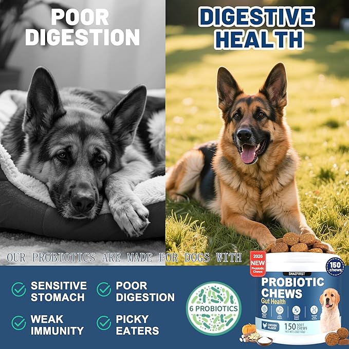 Probiotics for Dogs, Dog Probiotics Chews for Digestive Health & Gut Health, Improve Immune System,Constipation & Diarrhea Relief(Chicken Flavor, 150 Chews)
