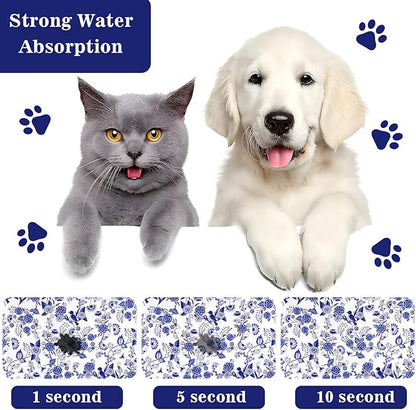 Dog Food Mats for Floors Waterproof Mat for Cat Food and Water Bowls - Absorbent Quick Dry Non Slip Mat for Pet Feeding