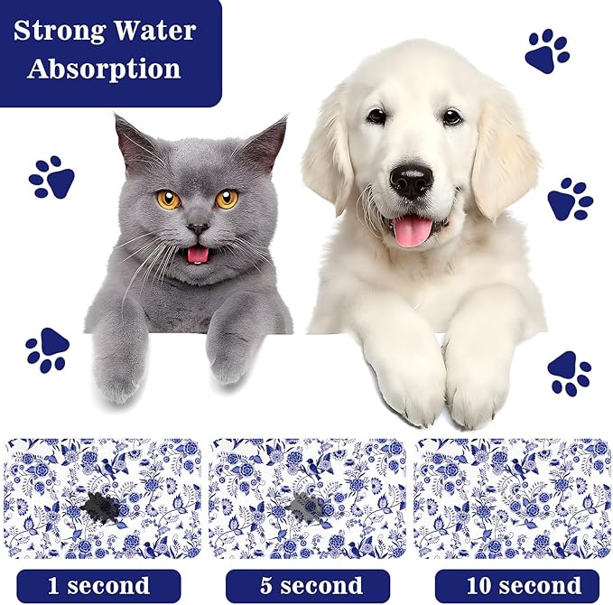 Dog Food Mats for Floors Waterproof Mat for Cat Food and Water Bowls - Absorbent Quick Dry Non Slip Mat for Pet Feeding