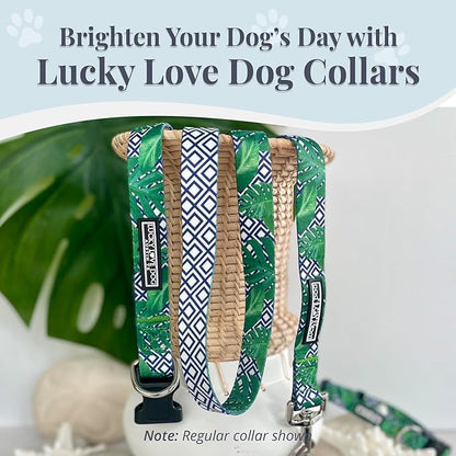 Lucky Love Dog Collar, Beautiful & Vivid Pattern X-Small Boy Dog Collars, Easy On & Off Clasp Accessory (Blue Laguna, XS)