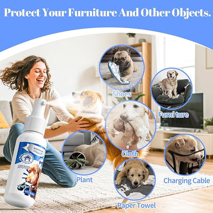 No Chew Spray for Dogs, Bitter Apple Spray for Dogs to Stop Chewing,50ML Natural&Safe Anti Chew Deterrent Spray, Alcohol-Free Effective Indoor/Outdoor Use, Protect Furniture Shoes&Household (Blue)