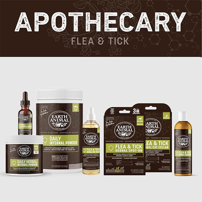 Earth Animal Apothecary Natural Flea & Tick - Daily Internal Powder Supplement for Dogs & Cats - 1 lb