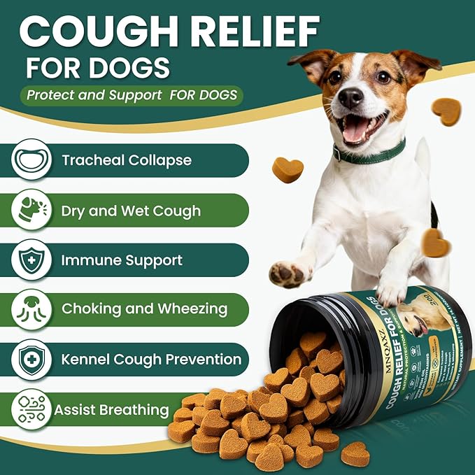 Dog Cough Relief Chews,Kennel Coughing Treatment,Natural Herbal Formula, Relief for Cough and Breathing Discomfort-100% Natural Respiratory Support,Safe Suppressant Treats