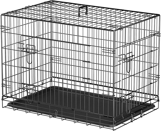 ZENY 30/36/42 inch Dog Crate Double Door Folding Metal Dog or Pet Crate Kennel with Tray and Handle